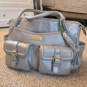 EUC Lily Jade Elizabeth silver leather diaper bag